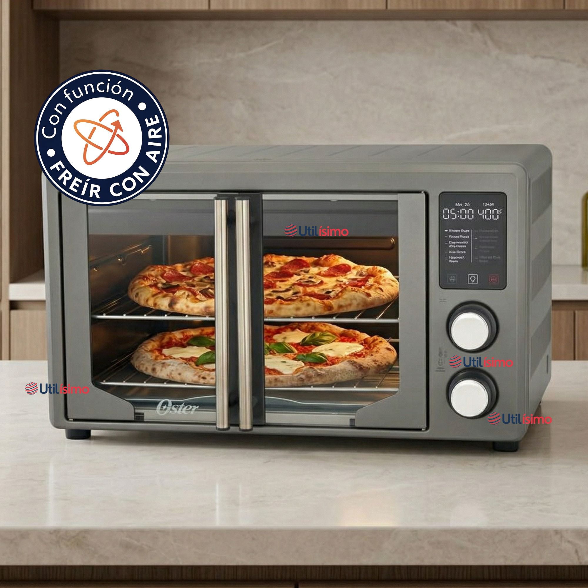 Horno Con Freidora De Aire Digital Oster® De 42 Litros, Puertas Francesas, Tssttv42fddafns 1700w