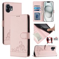 Funda Tipo Cartera Foxdock Para Nothing Phone 2A Con Soporte, Ranuras, Rfid, Diseño De Gato