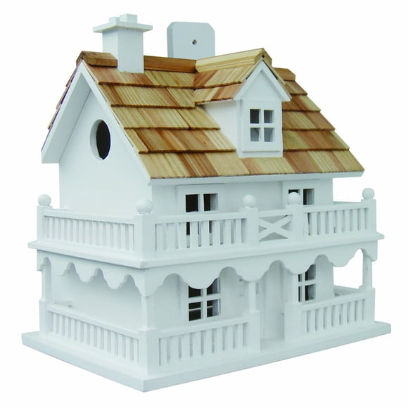 Casa de campo novedosa Bird House Home Bazaar, apta para pájaros, color blanco