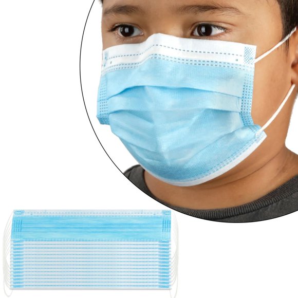 Mascarillas desechables Litepak, 200 unidades, 3 capas, para niños (azules)