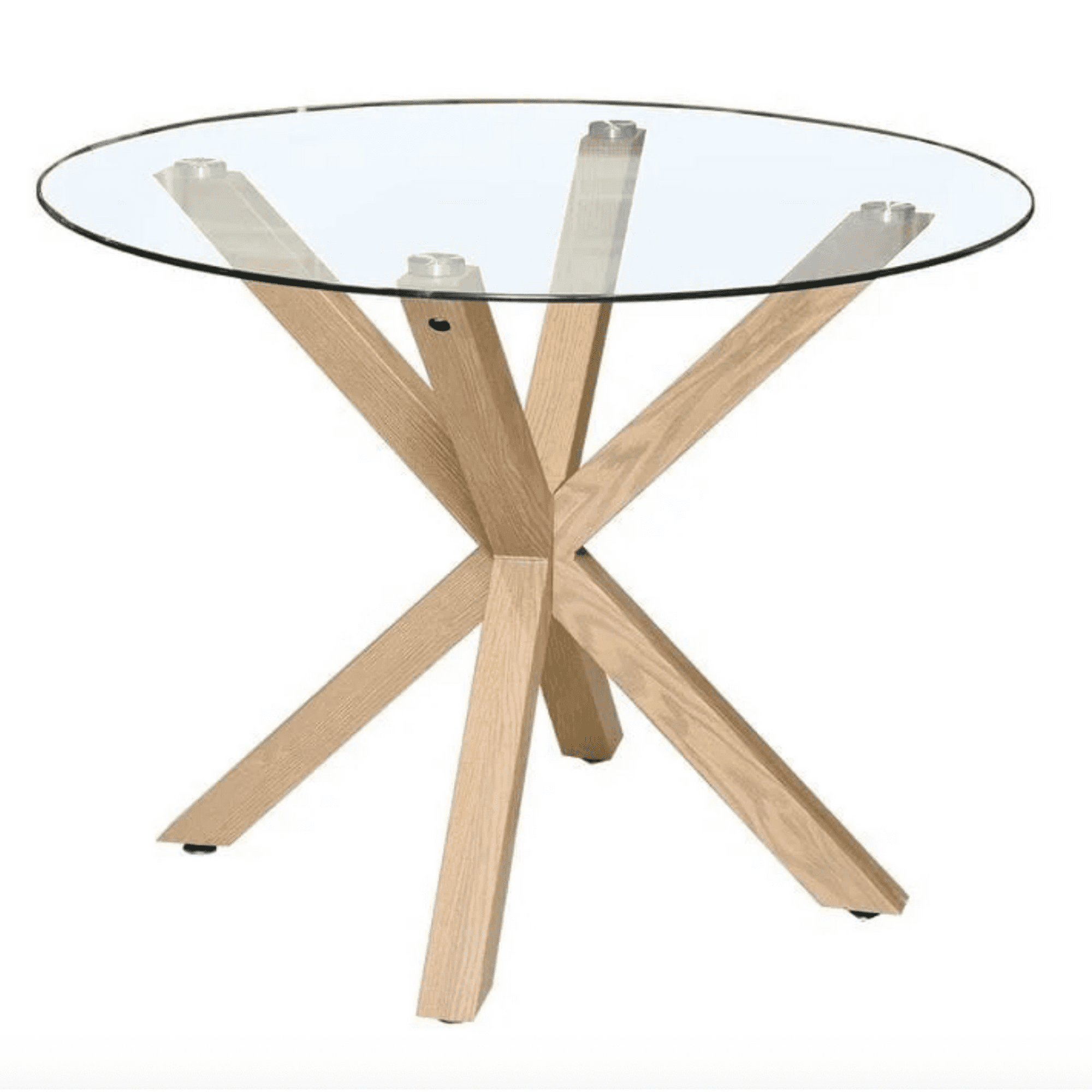 Habita2 Chile - Mesa Para 6 Puestos Nordic 120 Vidrio - Base Metal Simil Madera