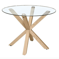 Habita2 Chile - Mesa Para 6 Puestos Nordic 120 Vidrio - Base Metal Simil Madera