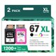 thumbnail image 1 of Cartuchos de tinta Cool Toner 67XL Paquete combo negro/color 2 unidades, 1 of 7