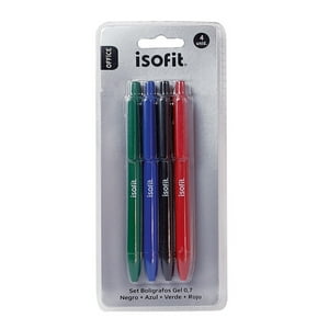 Blister Bolígrafos Gel 4 Unidades Az/Ne/Ro/Ve – Isofit