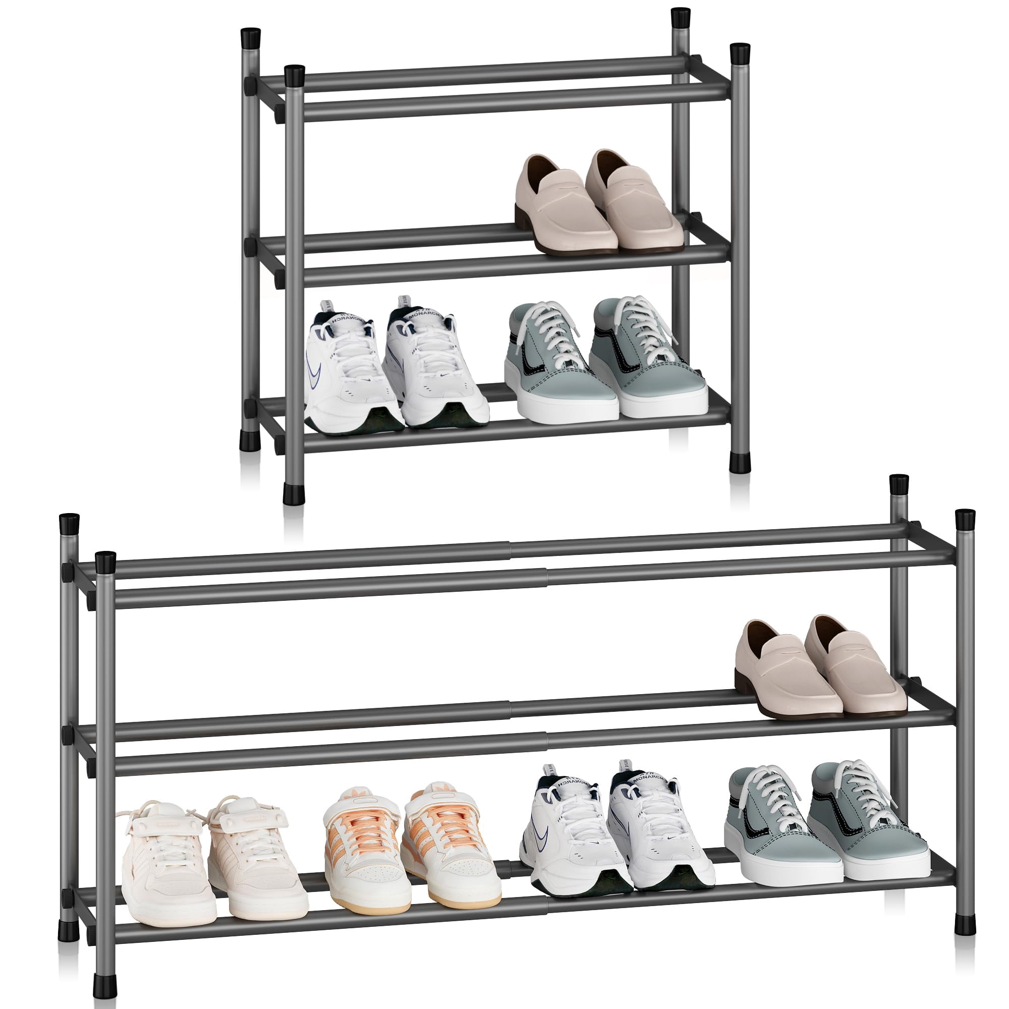 Zapatero Storage Maniac Expandible De 3 Niveles Para 12 Pares, Negro