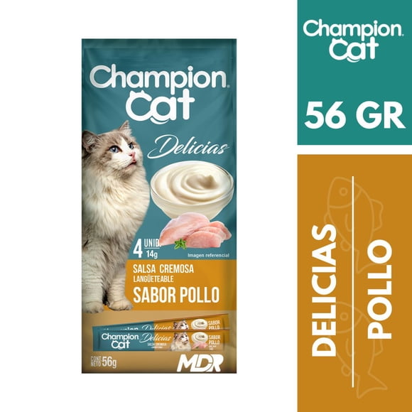 DELICIAS CREMOSAS CHAMPION CAT SABOR ATUN 56GR x6 UNDDELICIAS CREMOSAS CHAMPION CAT SABOR POLLO 56GR x6 UND