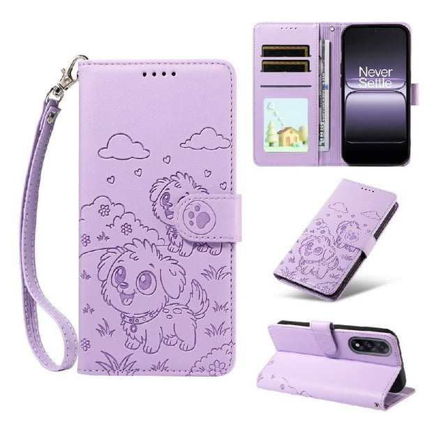 Funda Billetera FOXDOCK Compatible con OnePlus Nord 5 5G, Diseño Perrito Tierno, Ranuras para Tarjetas y Soporte Plegable