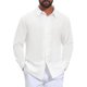 thumbnail image 1 of Camisas de Lino con Botones de Manga Larga para Hombre con Bloque de Color y Encaje Talla XL Blanco, 1 of 6