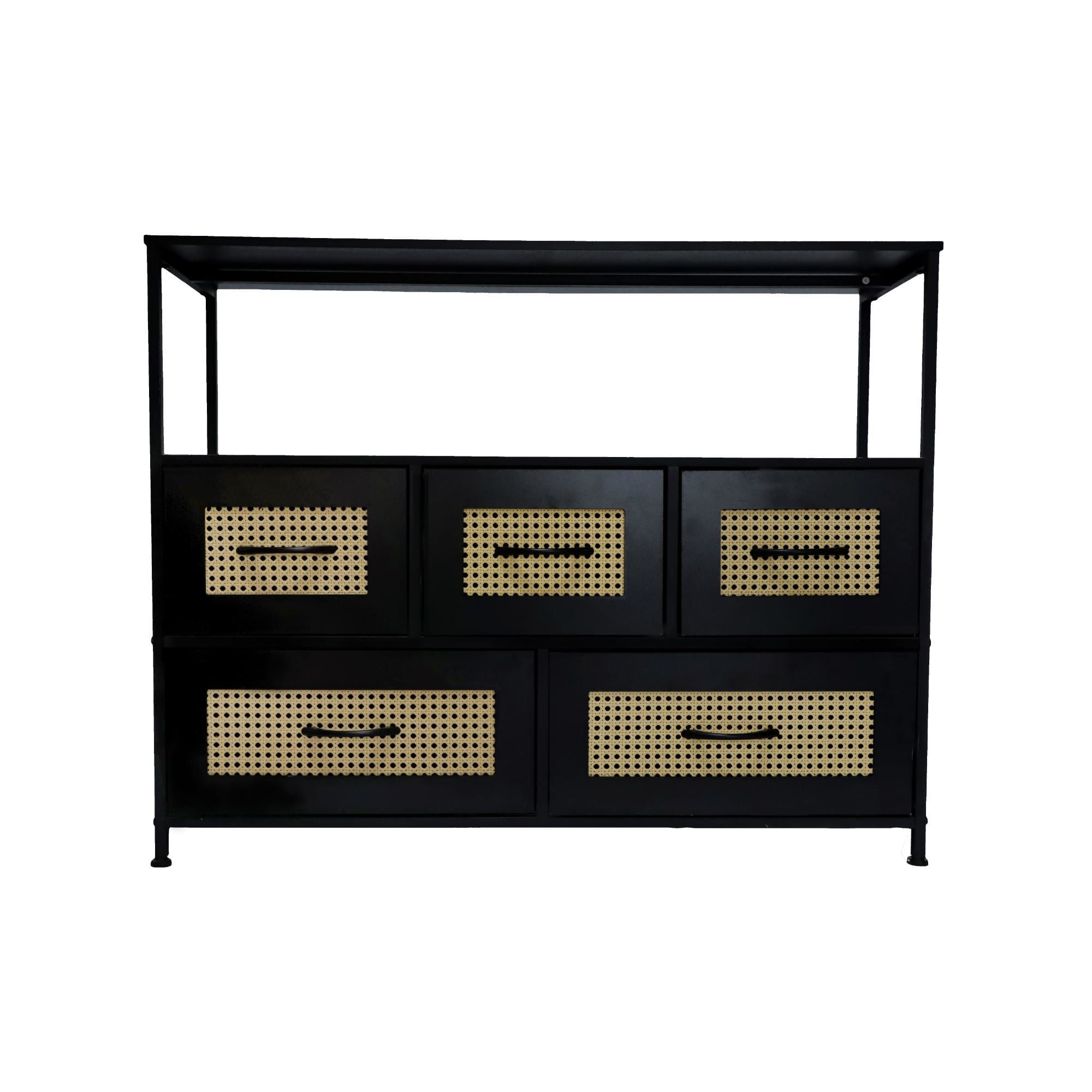 Mainstays - Cómoda Jeff Alta 5 Cajones Plegables Negro