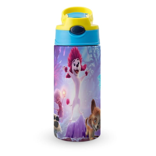 200% Lobo Botella de Agua con Tapa Pop Top de Un Toque, Acero Inoxidable, a Prueba de Fugas, para Deportes, Botella Infantil azul 12 oz