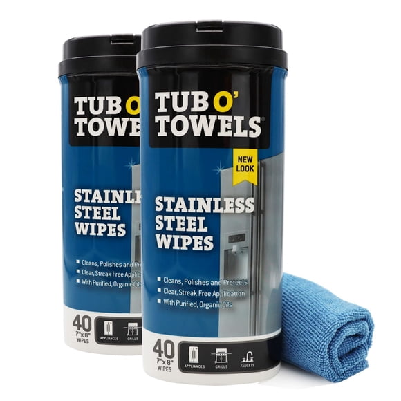 Toallitas de limpieza Tub O' Towels Heavy Duty para acero inoxidable, 40 piezas