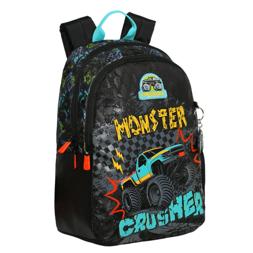 Mochila Infantil Niño Bionica Monster Truck Negro Head