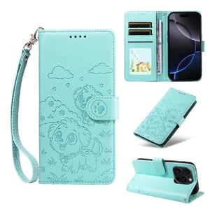 Funda Billetera Foxdock Compatible Con Iphone 16 Pro, Diseño Perrito Tierno, Ranuras Para Tarjetas Y Soporte Plegable