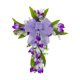 thumbnail image 2 of Corona De Pascua Con Forma De Cruz, Corona De Tulipanes Para Puerta De Entrada, Corona De Flores Artificiales Navideñas, Flores Blancas Y Moradas, 2 of 5