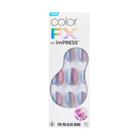 Presion Nails Impress «Fly Up», color plateado FX, talla corta