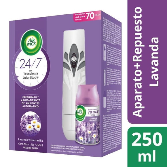 Desodorante Ambiental Automático Freshmatic Aparato + Repuesto Lavanda Caja, 250 ml