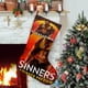 thumbnail image 1 of Pecadores Tema: Calcetines de Navidad, fino lino blanco para colgar en escaleras y chimenea, decoración navideña para el hogar, regalo de Navidad. 45cm × 32cm, 1 of 5