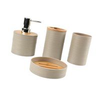 Bothyi - Juego De 4 Accesorios De Baño, Regalo De Inauguración De La Casa, Decoración De Baño, Taza De Enjuague Bucal, Color Beige
