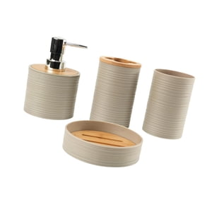Bothyi - Juego De 4 Accesorios De Baño, Regalo De Inauguración De La Casa, Decoración De Baño, Taza De Enjuague Bucal, Color Beige