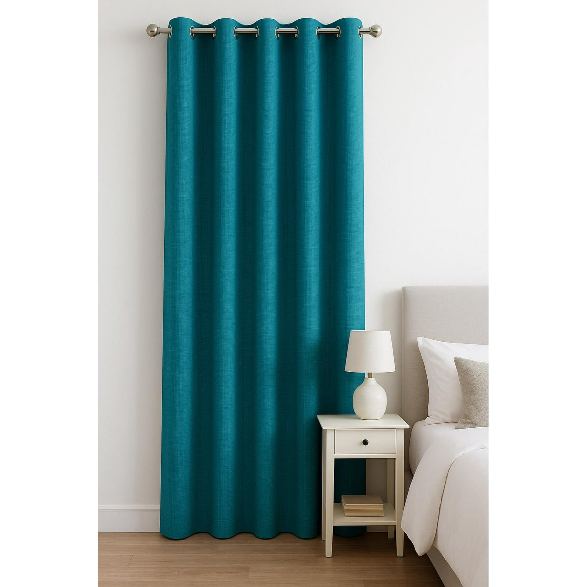 Clems - Cortina Engomada Termica 100% Blackout De Tipo Lino Turquesa 140x225