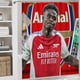 thumbnail image 5 of Bukayo Saka-theme 4-Piece Shower Curtain Set with Rugs, Waterproof Bathroom Decor Set Includes Bath Mat, U-Shaped Rug, Toilet Lid Cover and Curtain with Hooks, 5 of 6