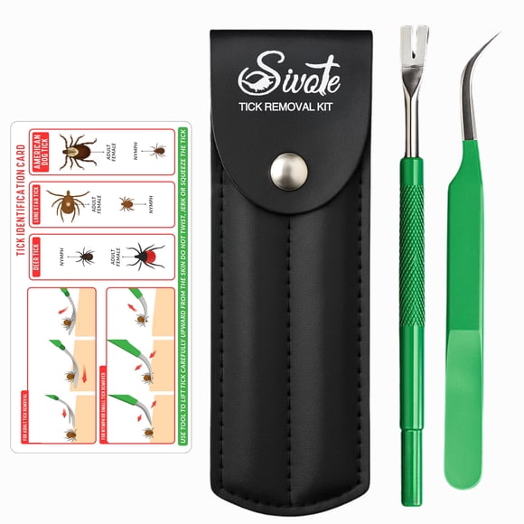 Kit Removedor De Garrapatas De Acero Inoxidable Con Estuche De Cuero