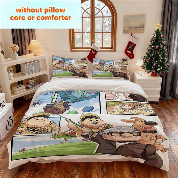 Three-Piece Up Comic Style Printed Duvet Cover Set Easy And Elegant