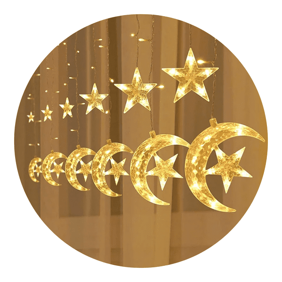Luces Navideñas Solares Led Lunas Y Estrellas Deco Navidad