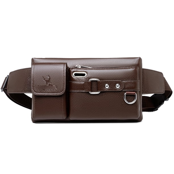 Riñonera de cuero vintage para hombre y mujer, con correa ajustable para exteriores, entrenamiento, viajes, ocio, correr, senderismo y ciclismo.