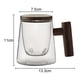 thumbnail image 2 of Taza de té de vidrio con infusor y tapa, taza de té, taza de café de vidrio con mango de madera, taza de café de boca ancha, taza de gran capacidad, 2 of 5