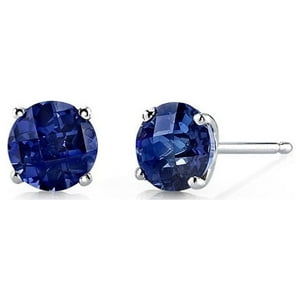 Aros Paris Jewelry 18K White Gold 4 Carat Round Created Blue Sapphire Unisex