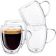 thumbnail image 1 of 4 tazas y jarros de vidrio de doble pared de 350 ml con mango, vasos para Gorapuccino, Latte Macchiato, resistentes al calor, aptos para lavavajillas, para bebidas calientes, té, leche, jugo, helado, 1 of 7