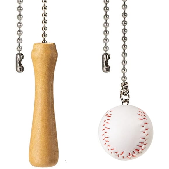 Tiradores para ventilador de techo Akahttbn 30 cm, diseño de béisbol y bate, paquete de 2