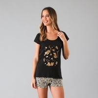 Pijamas Top M. Corta + Short Flores Mujer 33860-17