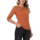 thumbnail image 4 of INSPIRE CHIC Blusa de Encaje Floral de Halloween para Mujer, Manga 3/4, Cuello Redondo, Talla M, Caramelo, 4 of 6