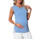 thumbnail image 1 of INSPIRE CHIC Top de Primavera para Mujeres Embarazadas, Camiseta de Manga Corta, Tops Básicos de Punto Acanalado, Ajuste Ceñido, Camisas Casuales 2026 S Azul, 1 of 5