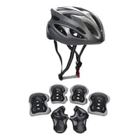 Magideal - Kids Casco Para Patinaje Set Con Rodilleras Muñequeras Coderas Transpirable De Pvc Y Espuma Protección Ajustable Adecuado Para Ciclismo Patinaje Plata