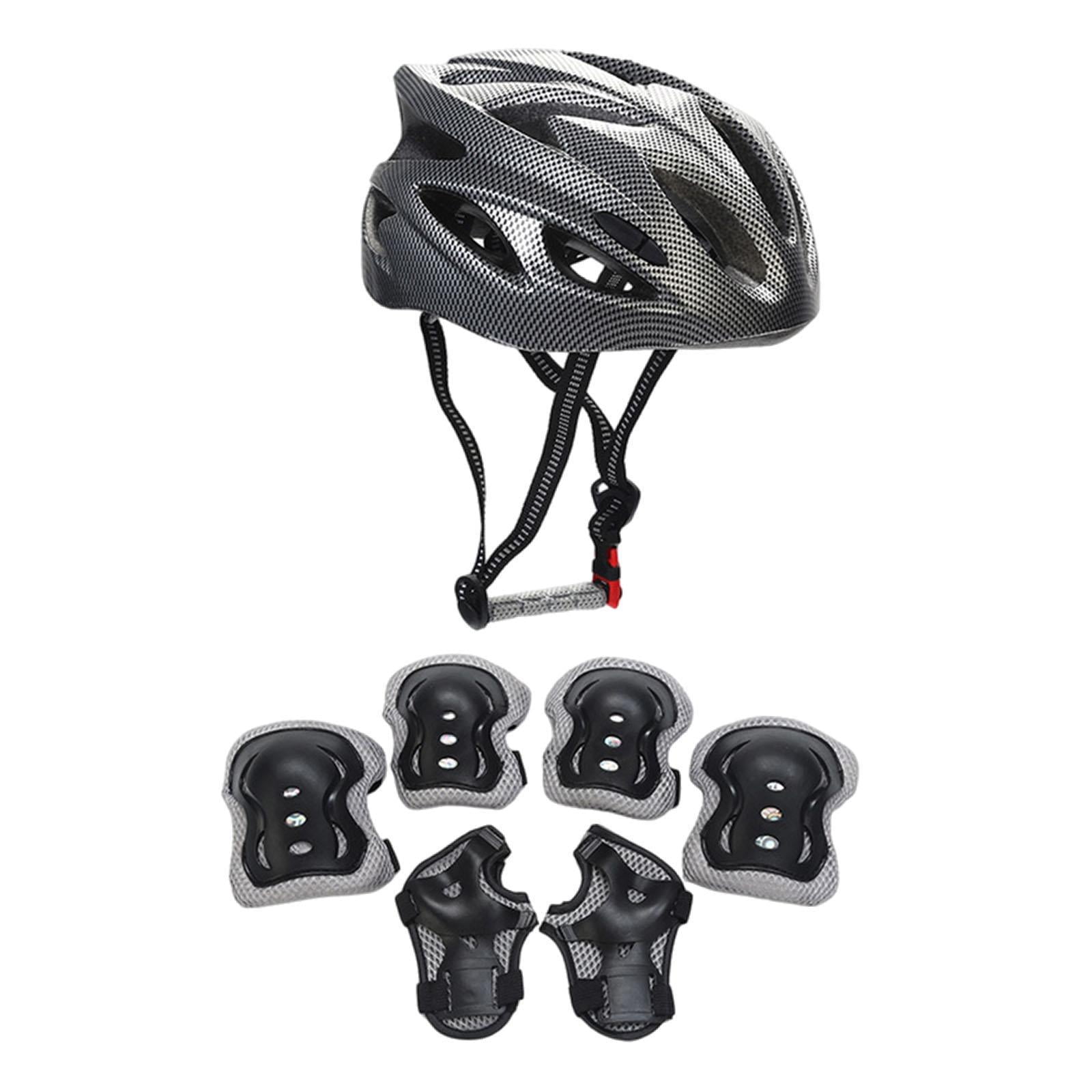 Magideal - Kids Casco Para Patinaje Set Con Rodilleras Muñequeras Coderas Transpirable De Pvc Y Espuma Protección Ajustable Adecuado Para Ciclismo Patinaje Plata