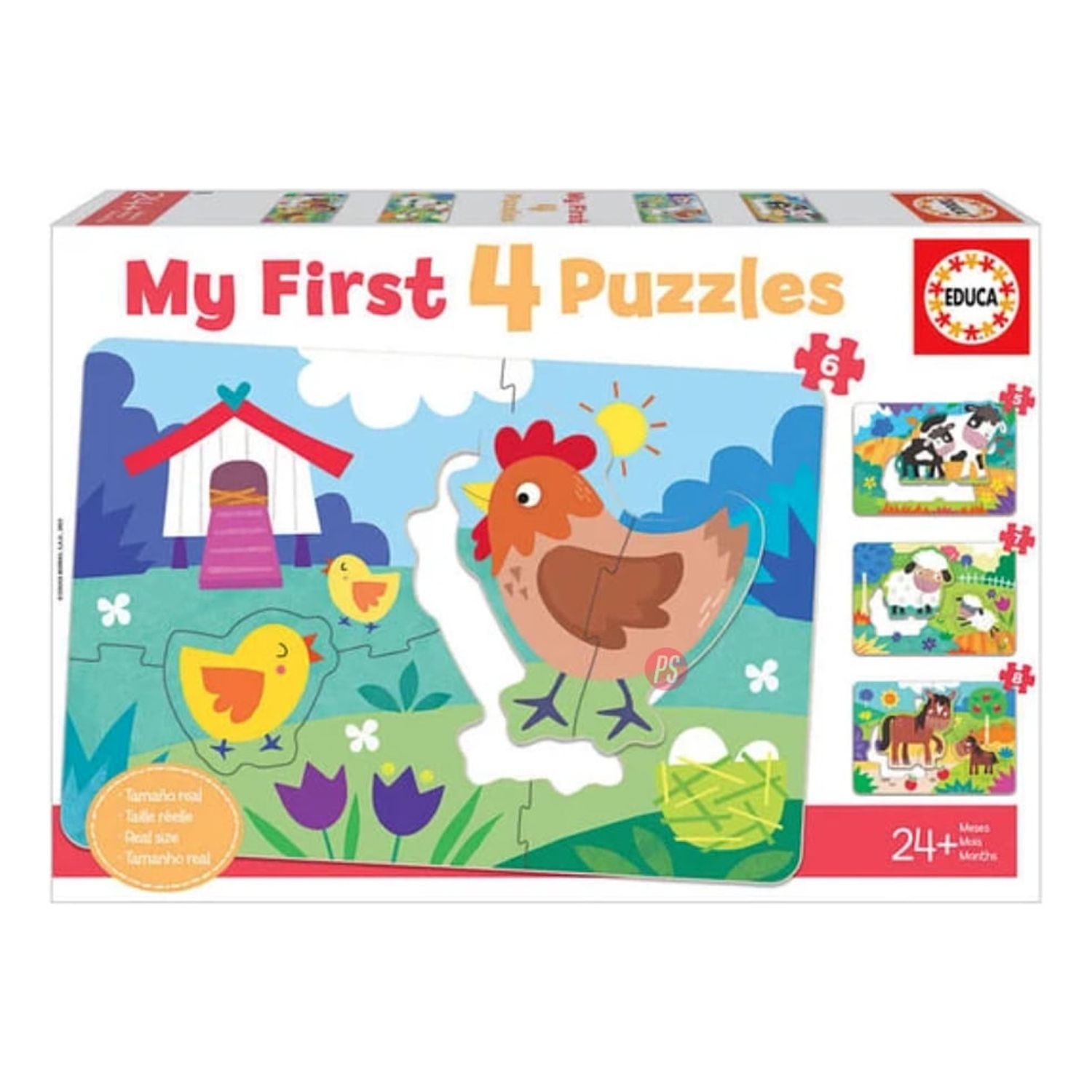 Educa Borras - Puzzle Infantil Mamá Gallina (My First 4 Puzzles) - Ps