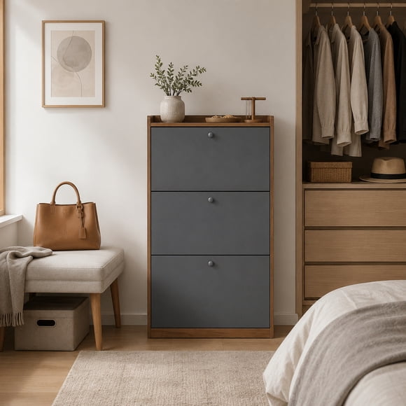 Mueble Zapatero organizador Velux 18 Pares Gris y marron