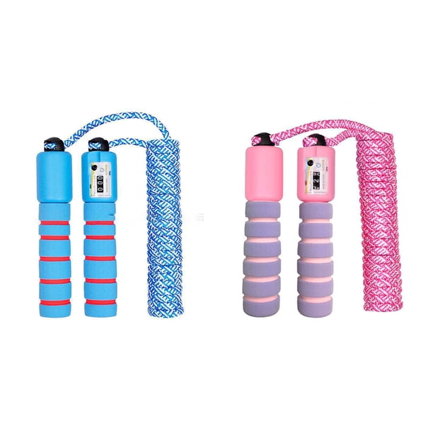 Cuerdas de saltar para niños, cuerda de saltar suave y ajustable, equipo de fitness para niños con asas de espuma.