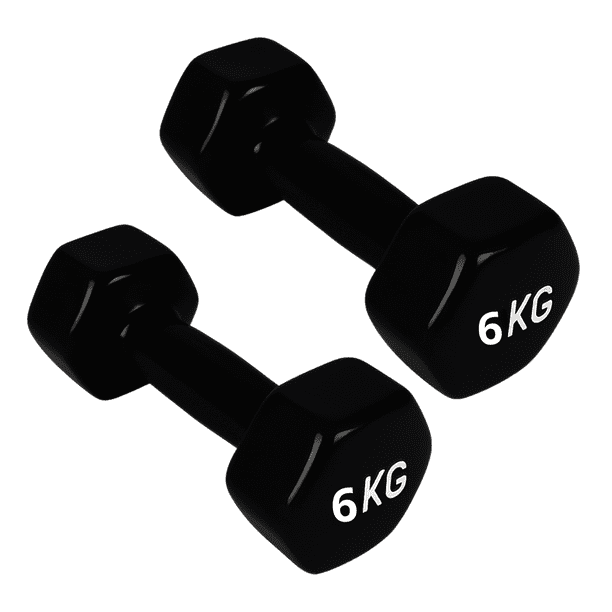 Par de Mancuernas 6 kg c/u Total 12 kg Hexagonales de Vinilo