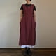 thumbnail image 3 of Vestido informal holgado de lino y algodón para mujer, con tirantes largos, estilo pichi, con bolsillos, 3 of 5