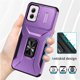 thumbnail image 5 of Funda Armada para Motorola Moto G Power 2024 con Tapa Deslizante y Soporte Magnético Giratorio Morado, 5 of 5