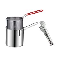 Magideal - Sartén Profunda, Utensilios De Cocina De Acero Inoxidable, Sartén Portátil Multiusos Con Colador, Cesta, Herramientas De Cocina Para Uso Doméstico Escribe Un
