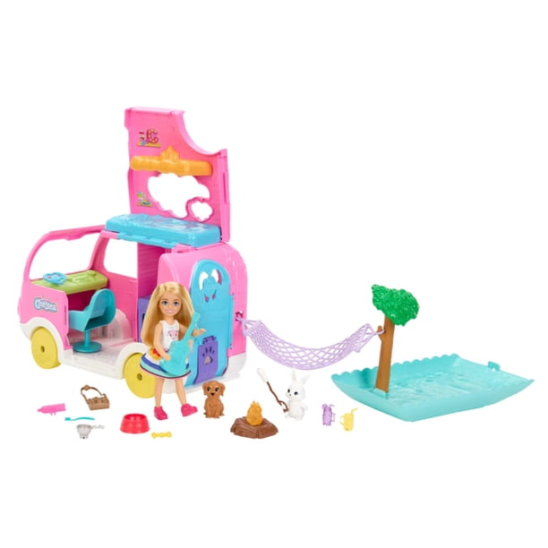 Vehículo Barbie Chelsea Camper Vehículo de Aventura con Accesorios 3+