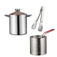 Magideal - Olla Para Freír Con Doble Mango, Sartén De Cocina, Olla Para Freír Japonesa, Mini Freidora De Aceite Profunda Para Pollo, Pastel De Calabaza, Baquetas Con Clip