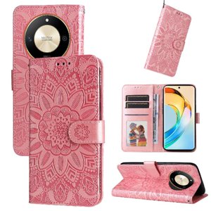 Funda Tipo Cartera Foxdock Para Honor X50 , Diseño Girasol En Relieve, Cuero Pu, Cierre Magnético, Soporte Y Tarjetero