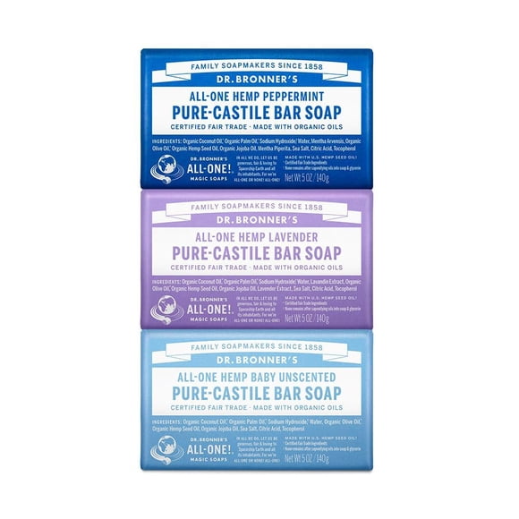 Jabón En Barra Pure Castile Variety Paquete De 3
