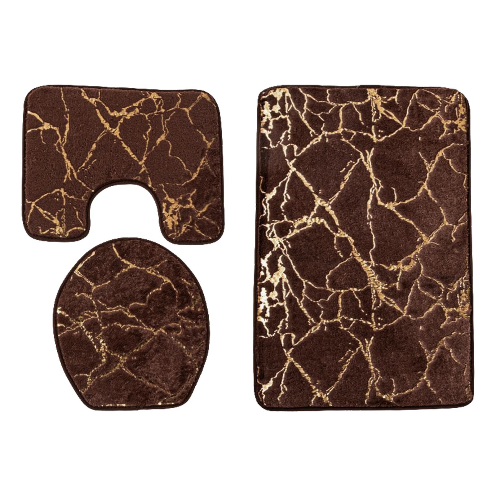 Magideal - Juego De Alfombrillas De Baño De 3 Uds., Decoración Lavable Antideslizante, Alfombrilla De Baño, Alfombrilla De Contorno Transpirable, Alfombrilla De Marrón